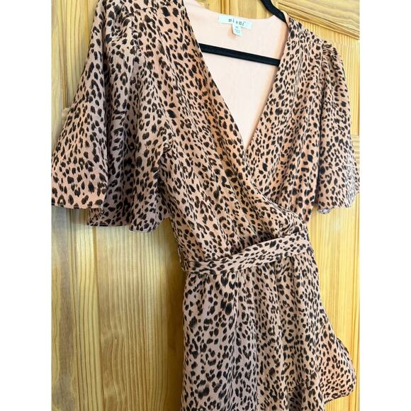 Mi Ami Dress Size MED Animal Print Tie Waist Flirty Cute Short Sleeves - Picture 7 of 7